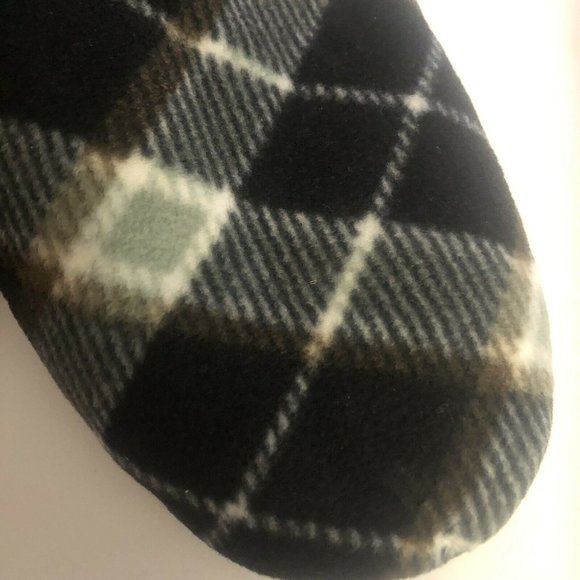 Snoozies Black Plaid Mens Large 11 / 12 Non-Skid - Picture 4 of 5